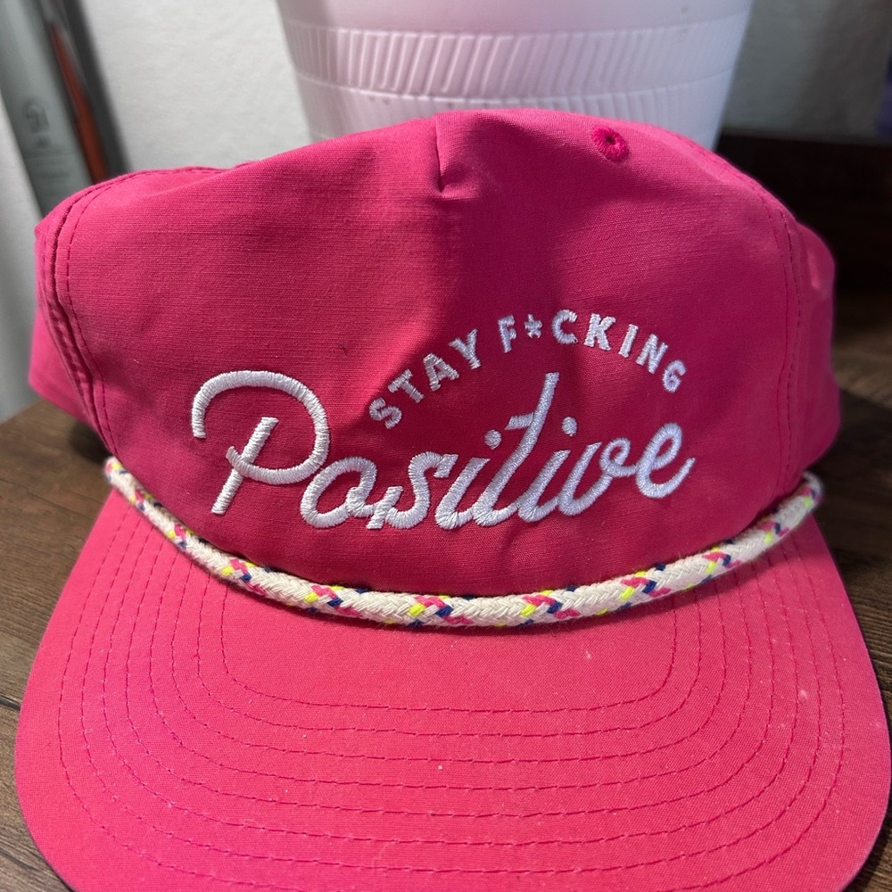 Pink Positive Embroidered Cap